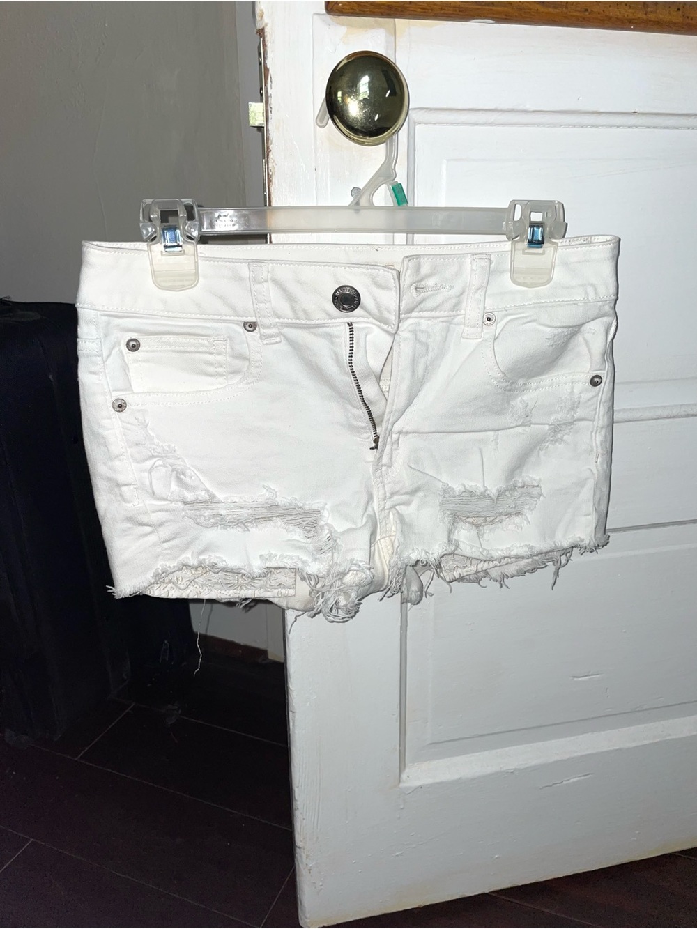American Eagle Outfitters White Distressed Denim Cutoff Shorts